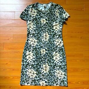 Vintage 90s Animal Print Floral Dress